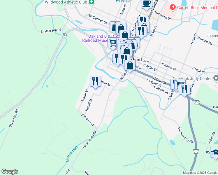 map of restaurants, bars, coffee shops, grocery stores, and more near 201 East Mason Street in Oakland