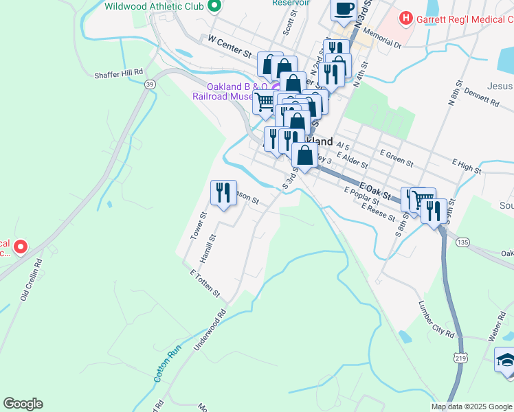 map of restaurants, bars, coffee shops, grocery stores, and more near 201 East Mason Street in Oakland