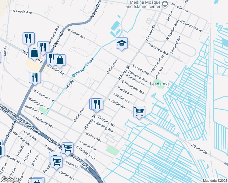 map of restaurants, bars, coffee shops, grocery stores, and more near 20B Atlantic Avenue in Pleasantville