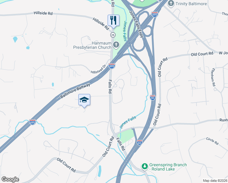 map of restaurants, bars, coffee shops, grocery stores, and more near 205 Brightwood Club Drive in Lutherville-Timonium