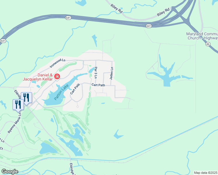 map of restaurants, bars, coffee shops, grocery stores, and more near 4587 Cart Path in Terre Haute