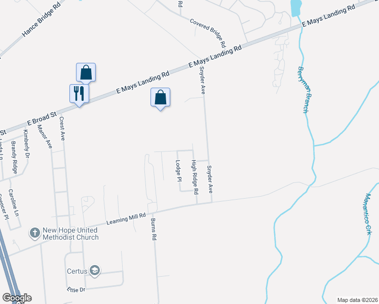 map of restaurants, bars, coffee shops, grocery stores, and more near 1903 Mountain Drive in Millville