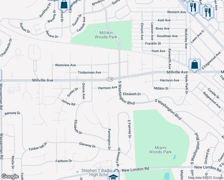 map of restaurants, bars, coffee shops, grocery stores, and more near 903 Harrison Avenue in Hamilton