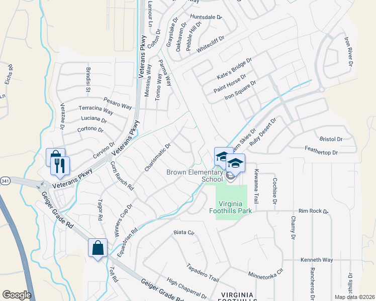 map of restaurants, bars, coffee shops, grocery stores, and more near 550 Roseben Court in Reno