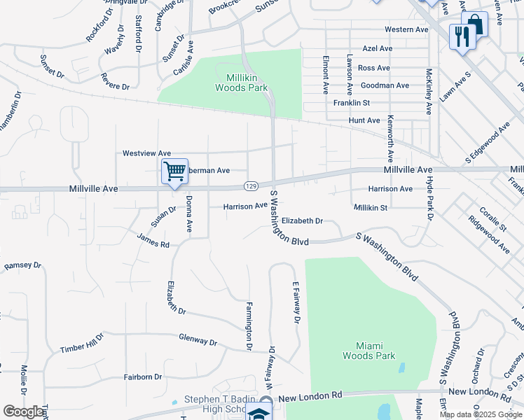 map of restaurants, bars, coffee shops, grocery stores, and more near 903 Harrison Avenue in Hamilton