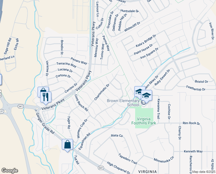 map of restaurants, bars, coffee shops, grocery stores, and more near 500 Little Sorrel Court in Reno