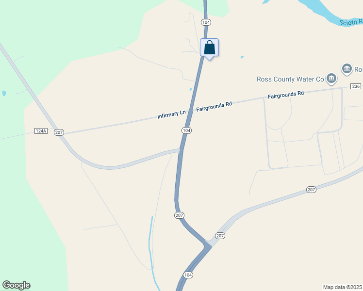 map of restaurants, bars, coffee shops, grocery stores, and more near State Route 207 in Chillicothe