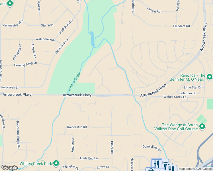 map of restaurants, bars, coffee shops, grocery stores, and more near 1225 Springer Court in Reno