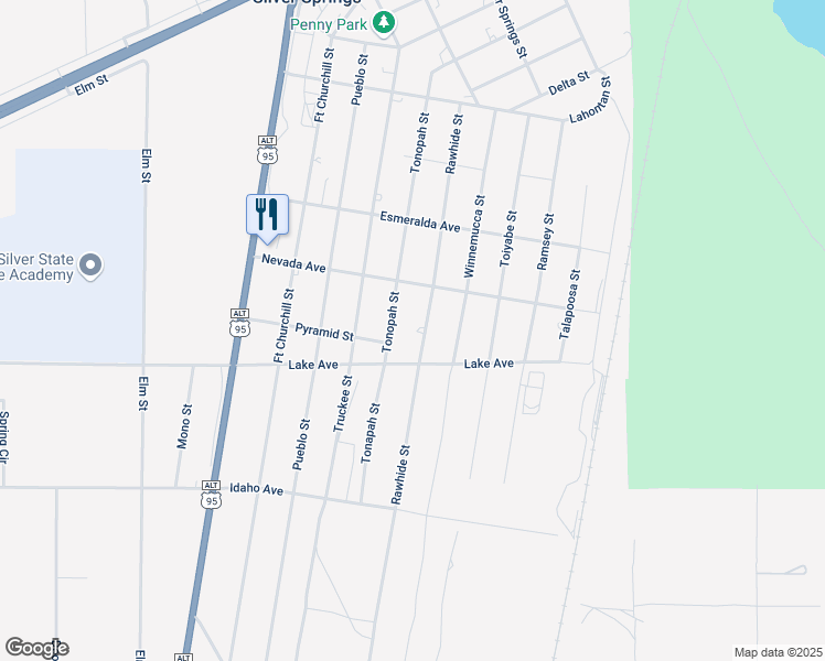 map of restaurants, bars, coffee shops, grocery stores, and more near 2980 Rawhide Street in Silver Springs