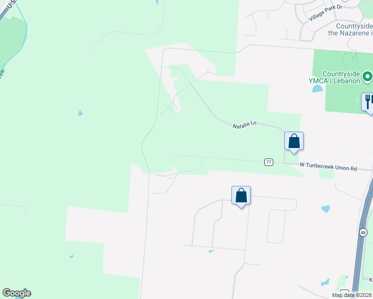 map of restaurants, bars, coffee shops, grocery stores, and more near 817 West Turtlecreek Union Road in Lebanon