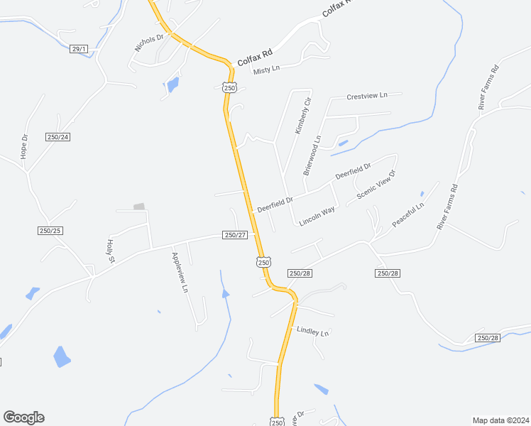 map of restaurants, bars, coffee shops, grocery stores, and more near 1105 Deerfield Drive in Fairmont