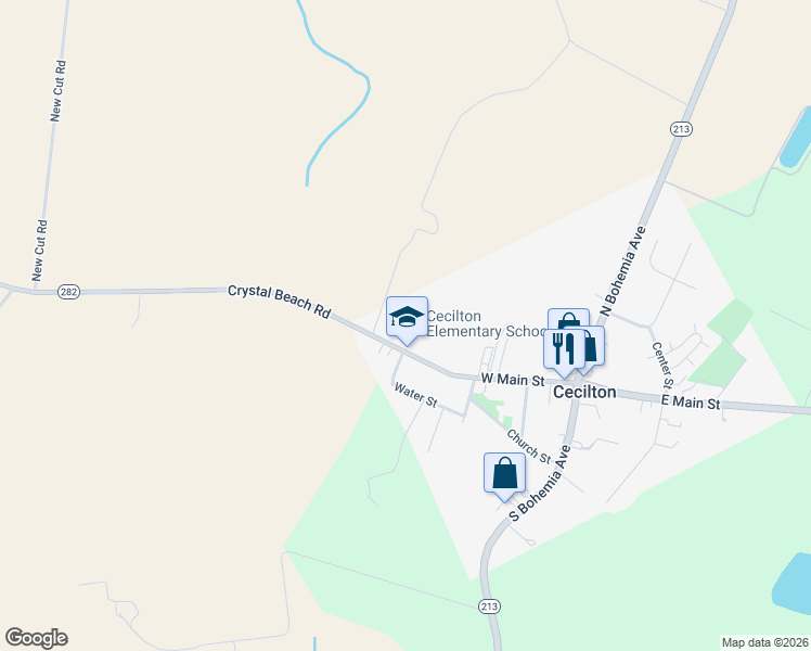 map of restaurants, bars, coffee shops, grocery stores, and more near 251 W Main St in Cecilton