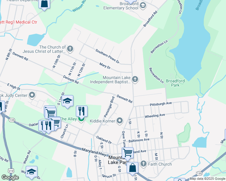 map of restaurants, bars, coffee shops, grocery stores, and more near 845 Dennett Road in Oakland