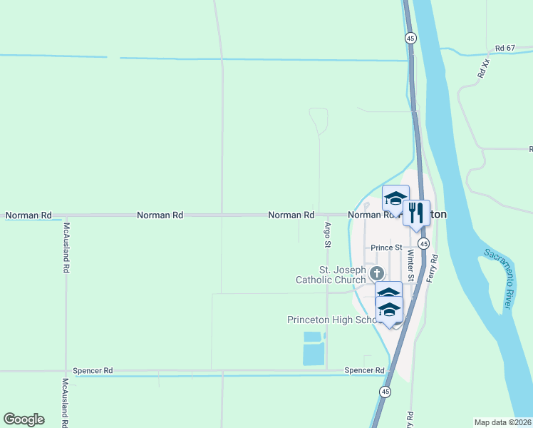 map of restaurants, bars, coffee shops, grocery stores, and more near 7029 Norman Road in Colusa