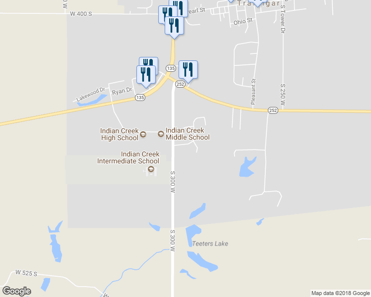 map of restaurants, bars, coffee shops, grocery stores, and more near 5 Downing Drive in Trafalgar
