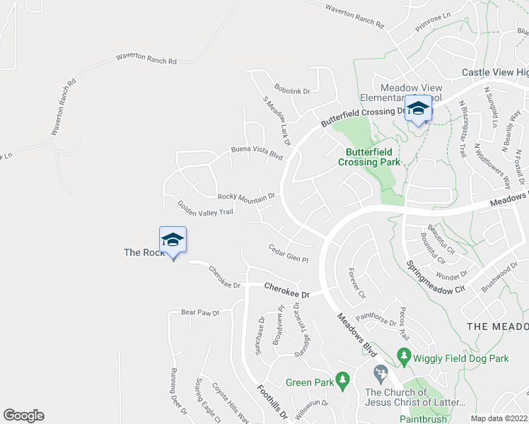 map of restaurants, bars, coffee shops, grocery stores, and more near 4696 Charing Court in Castle Rock