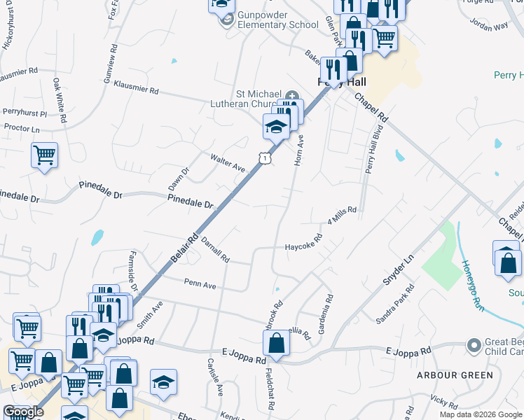 map of restaurants, bars, coffee shops, grocery stores, and more near 1 Quelet Court in Nottingham