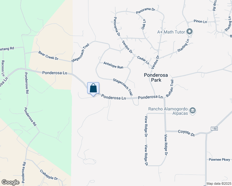 map of restaurants, bars, coffee shops, grocery stores, and more near 345 Ponderosa Lane in Elizabeth