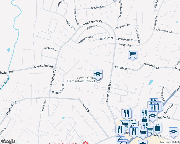 map of restaurants, bars, coffee shops, grocery stores, and more near 11 Cody Avenue in Parkville