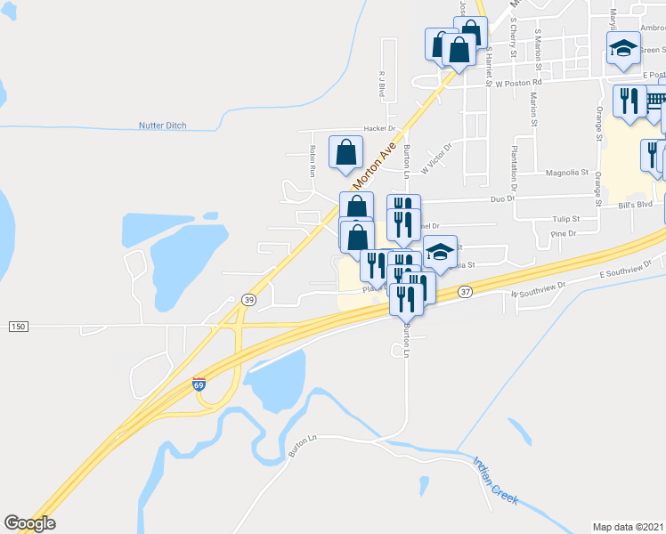 map of restaurants, bars, coffee shops, grocery stores, and more near 900 Cloverleaf Court in Martinsville