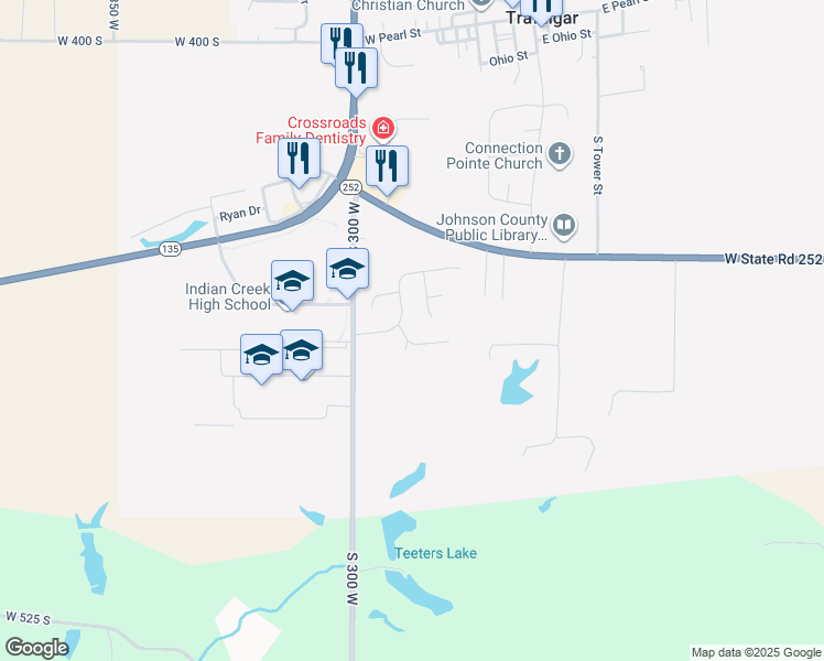 map of restaurants, bars, coffee shops, grocery stores, and more near 25 Manchester Dr in Trafalgar
