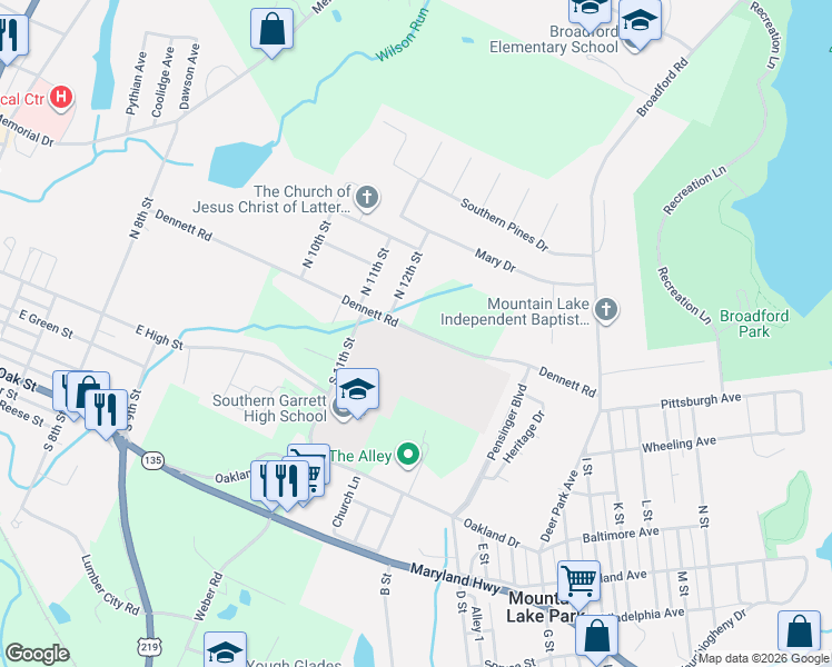 map of restaurants, bars, coffee shops, grocery stores, and more near 2-874 Dennett Road in Oakland