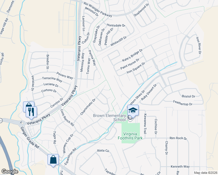 map of restaurants, bars, coffee shops, grocery stores, and more near 560 Martingale Court in Reno