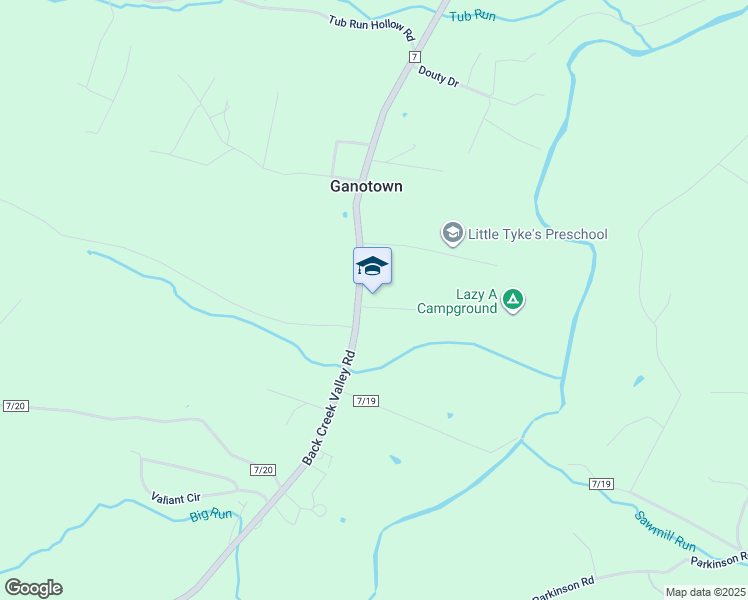 map of restaurants, bars, coffee shops, grocery stores, and more near 1962 Back Creek Valley Road in Hedgesville