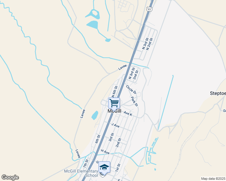 map of restaurants, bars, coffee shops, grocery stores, and more near 25 North 6th Street in McGill