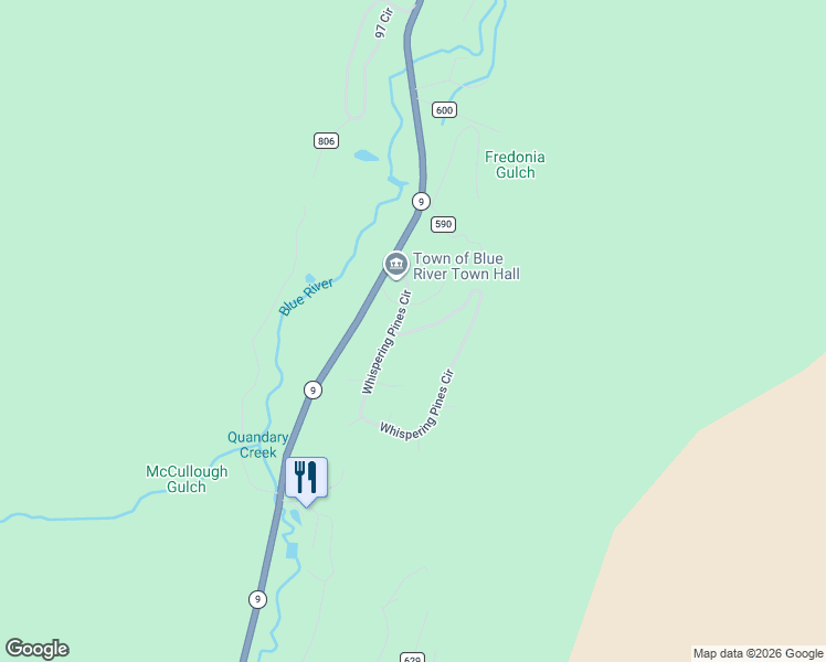 map of restaurants, bars, coffee shops, grocery stores, and more near 370 Whispering Pines Circle in Blue River