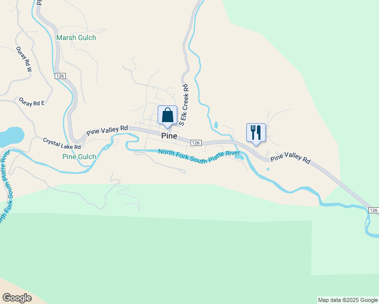 map of restaurants, bars, coffee shops, grocery stores, and more near 16764 Pine Valley Road in Pine