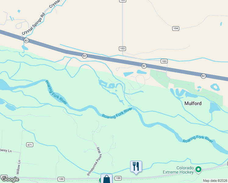 map of restaurants, bars, coffee shops, grocery stores, and more near 14913 Colorado 82 in Carbondale
