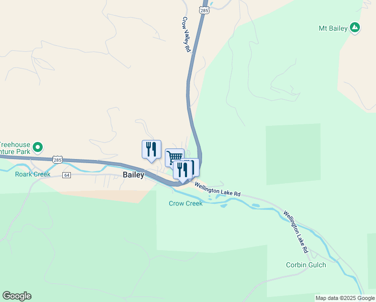 map of restaurants, bars, coffee shops, grocery stores, and more near 204 Virginia Road in Bailey