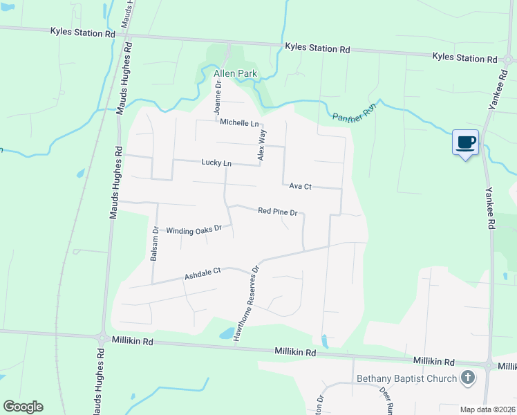 map of restaurants, bars, coffee shops, grocery stores, and more near 6588 Red Pine Drive in Butler County