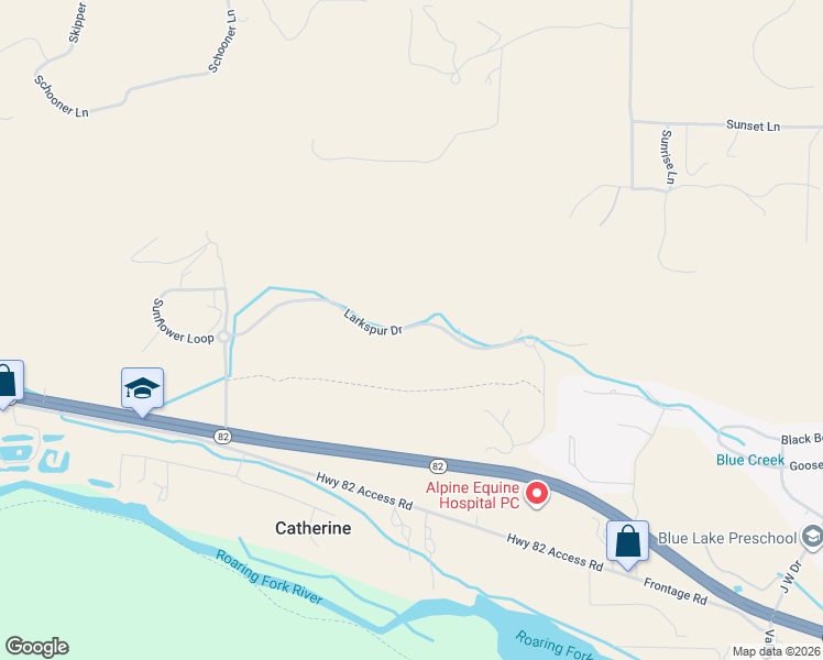 map of restaurants, bars, coffee shops, grocery stores, and more near 389 Larkspur Drive in Carbondale