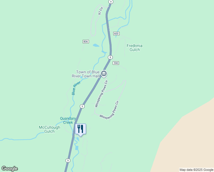 map of restaurants, bars, coffee shops, grocery stores, and more near 109 Whispering Pines Circle in Breckenridge