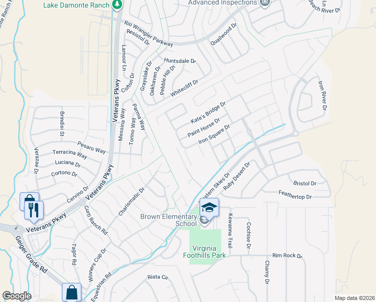 map of restaurants, bars, coffee shops, grocery stores, and more near 2306 Iron Square Drive in Reno