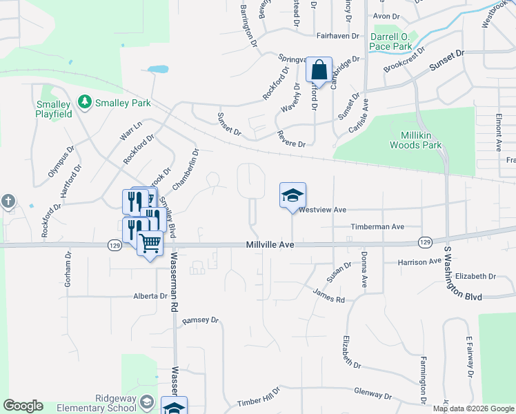 map of restaurants, bars, coffee shops, grocery stores, and more near 138 Sweet Gum Drive in Hamilton