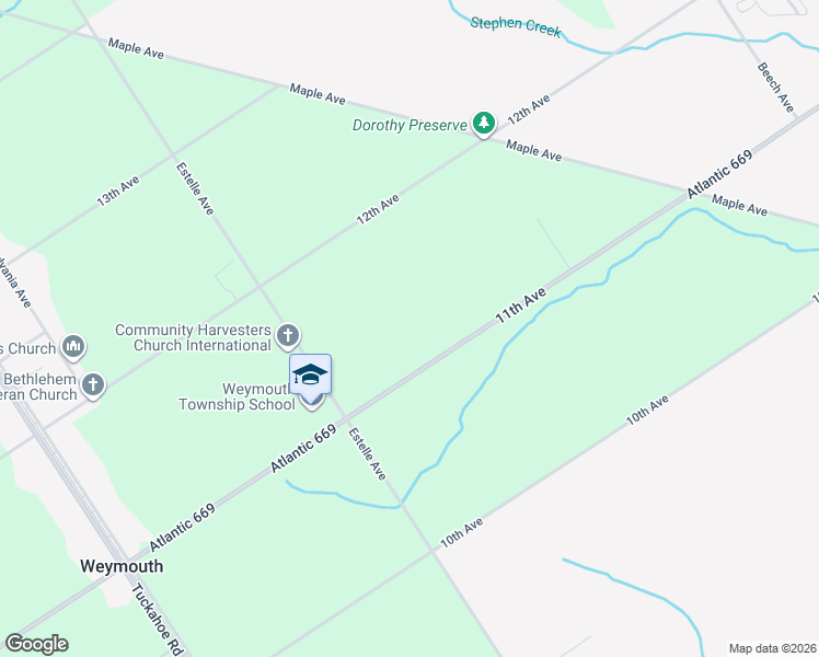 map of restaurants, bars, coffee shops, grocery stores, and more near 1116 11th Avenue in Atlantic County