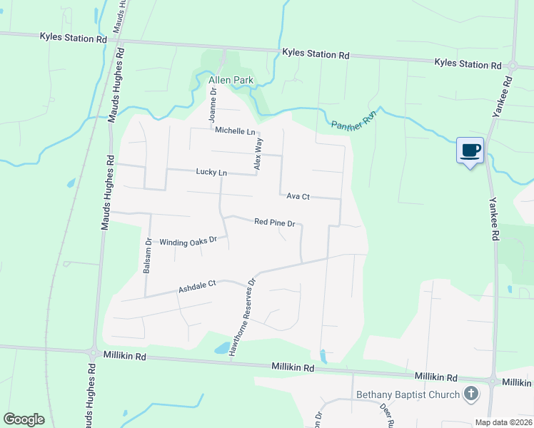 map of restaurants, bars, coffee shops, grocery stores, and more near 6588 Red Pine Drive in Butler County