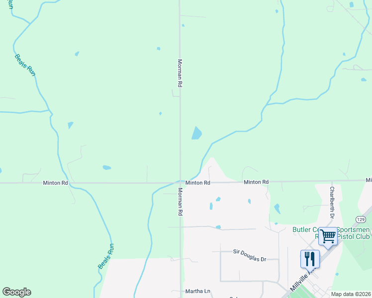 map of restaurants, bars, coffee shops, grocery stores, and more near 670 Morman Road in Hamilton