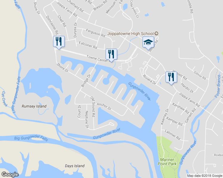 map of restaurants, bars, coffee shops, grocery stores, and more near 109 Ravenswood Court in Harford County