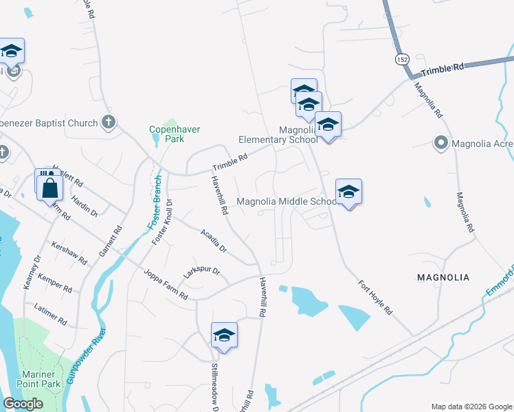map of restaurants, bars, coffee shops, grocery stores, and more near 403 Halyard Court in Joppatowne
