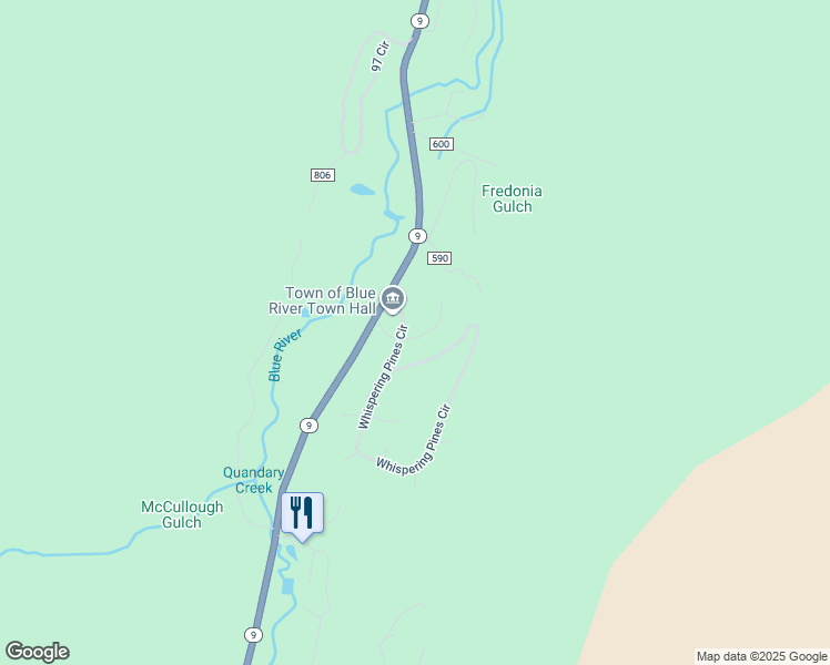 map of restaurants, bars, coffee shops, grocery stores, and more near 109 Whispering Pines Circle in Breckenridge