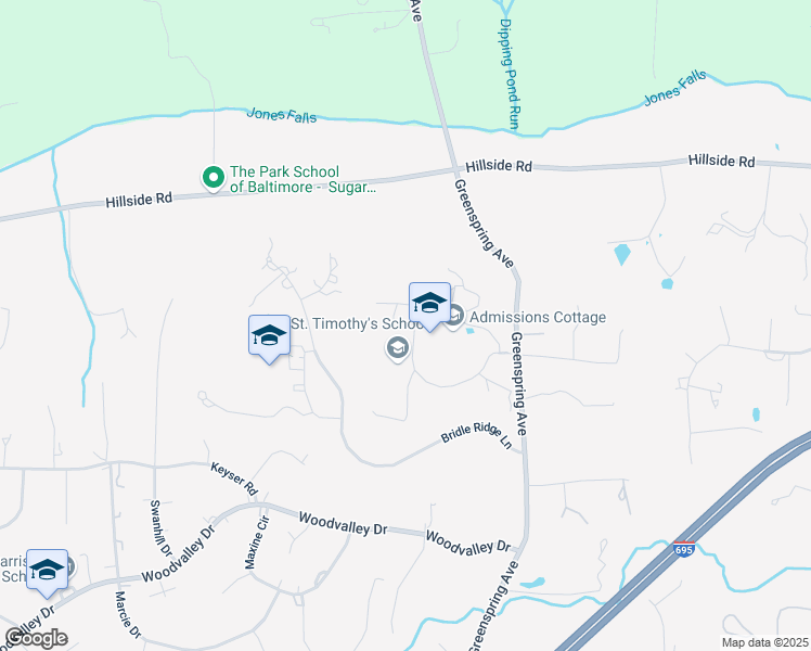 map of restaurants, bars, coffee shops, grocery stores, and more near 8400 Greenspring Avenue in Pikesville