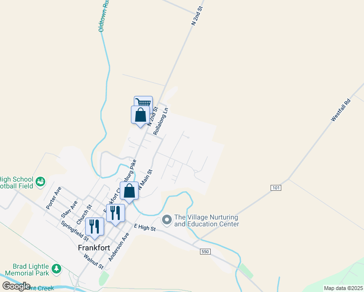 map of restaurants, bars, coffee shops, grocery stores, and more near 243 Maple Drive in Frankfort