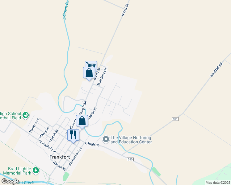map of restaurants, bars, coffee shops, grocery stores, and more near 243 Maple Drive in Frankfort