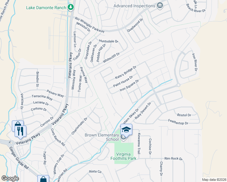 map of restaurants, bars, coffee shops, grocery stores, and more near 2306 Iron Square Drive in Reno