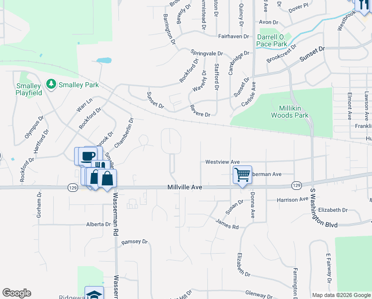map of restaurants, bars, coffee shops, grocery stores, and more near 138 Sweet Gum Drive in Hamilton