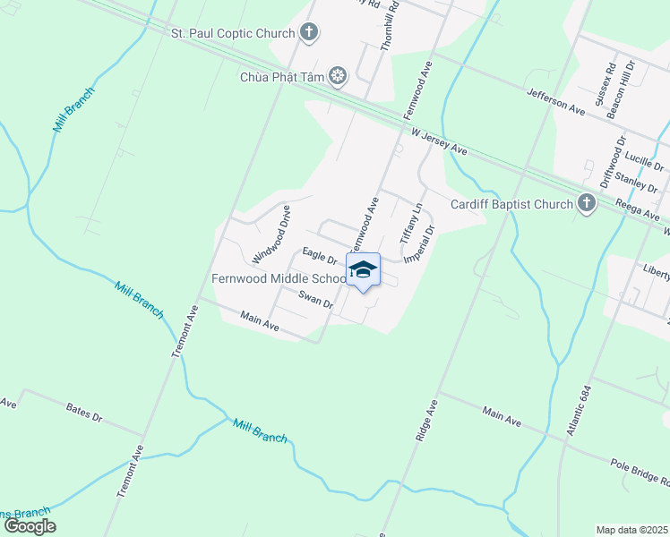 map of restaurants, bars, coffee shops, grocery stores, and more near 3 Eagle Drive in Egg Harbor Township